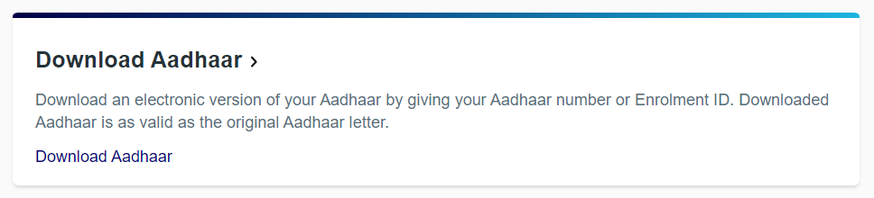 Download Aadhar Card PDF